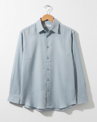 Sơ mi Zara Linen màu xanh