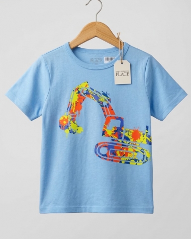 Áo Thun Bé Trai In Hình Xe Cuốc Nghệ Thuật