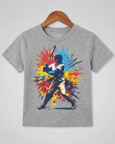 Áo Thun Bé Trai In Hình Bóng Chày