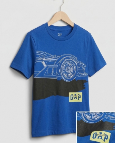 Áo Thun Bé Trai GAP x Hot Wheels Màu Xanh