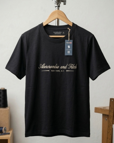 Áo Thun Nam AF chữ thêu màu đen