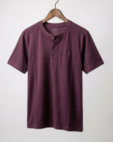 Áo Thun Nam Cổ trụ màu đỏ mận