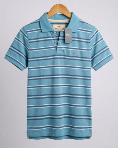 Áo Polo Hollister Nam Vải Cá Sấu- Sọc Xanh