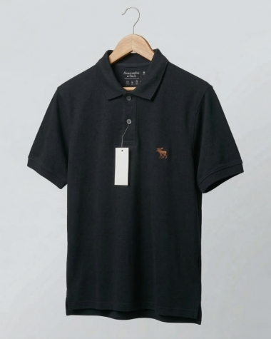 Polo Abercrombie đen logo nâu