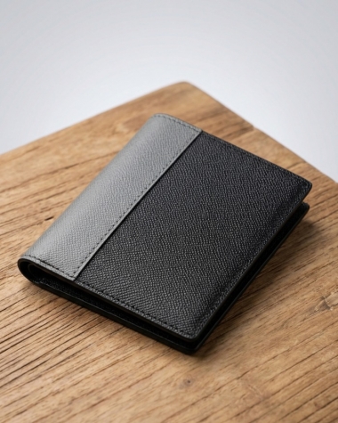 Ví Nam Dáng Đứng Da Bò – Phối Màu Đen Xám