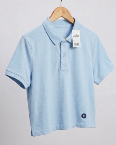 Áo Polo Hollister Boxy Crop Xanh Nhạt