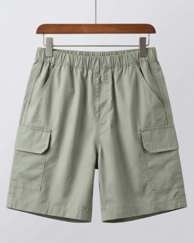 QUẦN SHORT CARGO BÉ TRAI NET - MÀU RÊU NHẠT