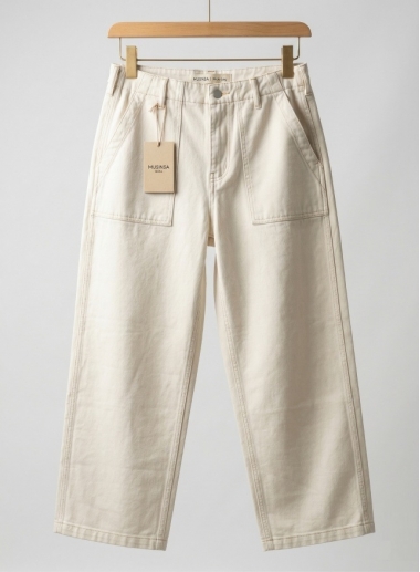 Quần Jean Nam Musina Ống Rộng - Màu Kem